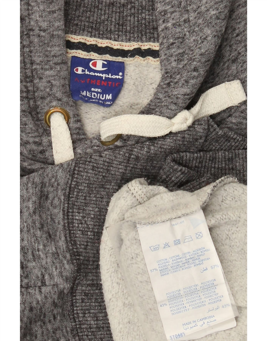 Męski sweter z kapturem Champion Graphic, średnioszary, bawełniany w cętki