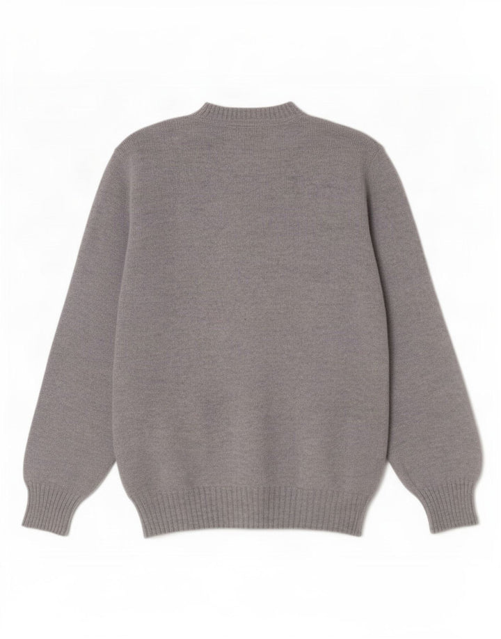 Vintage męski sweter z dekoltem w szpic, duży niebieski Argyle/diamentowa wełna