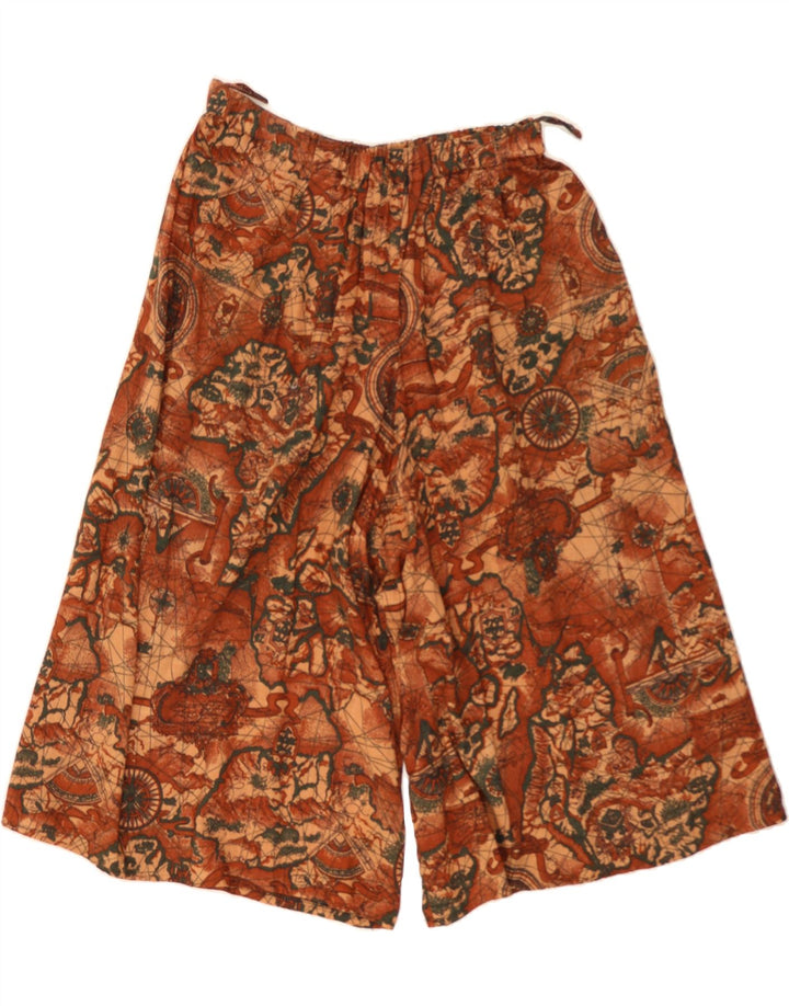 VINTAGE Womens Wide Leg Bermuda Shorts W30 Medium Brown Geometric Vintage Vintage and Second-Hand Vintage from Messina Hembry 