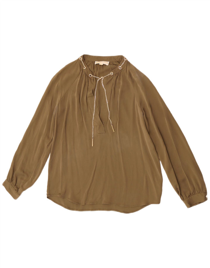 Damska bluzka Michael Kors z długim rękawem Top UK 16 Large Khaki Silk