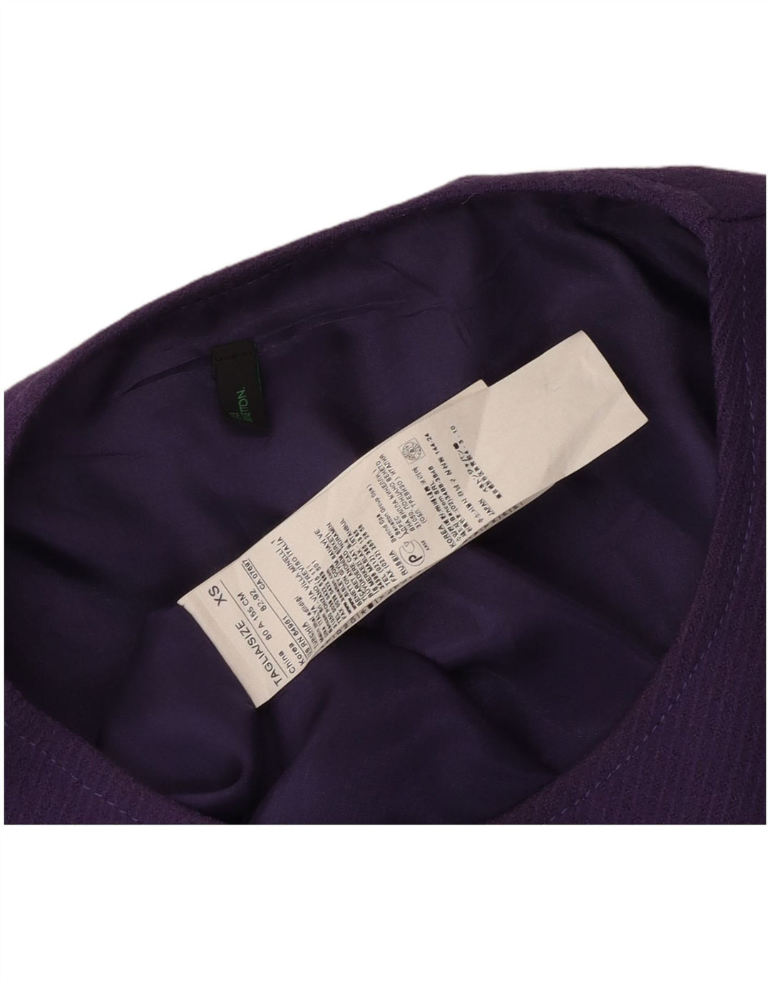 Damska sukienka płaszczowa bez rękawów BENETTON UK 6 XS Fioletowa dziewicza wełna