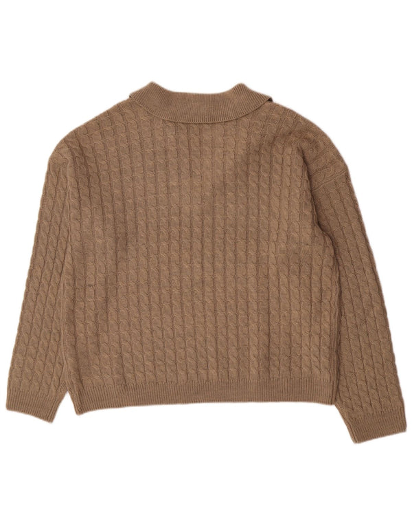 Crew Clothing Womens Polo Neck Jumper Sweater UK 18 XL Brown Acrylic