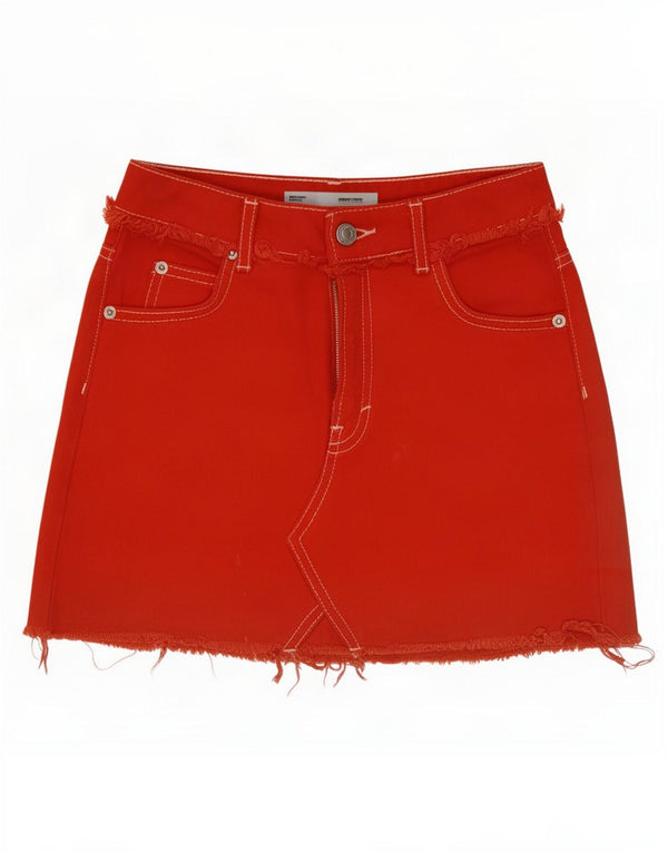 Topshop Damska Petite Mini Spódnica Denim UK 4 XS W26 Pomarańczowa Bawełna