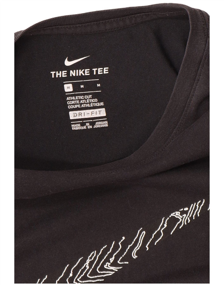 Męski T-shirt NIKE o sportowym kroju z grafiką, średni czarny