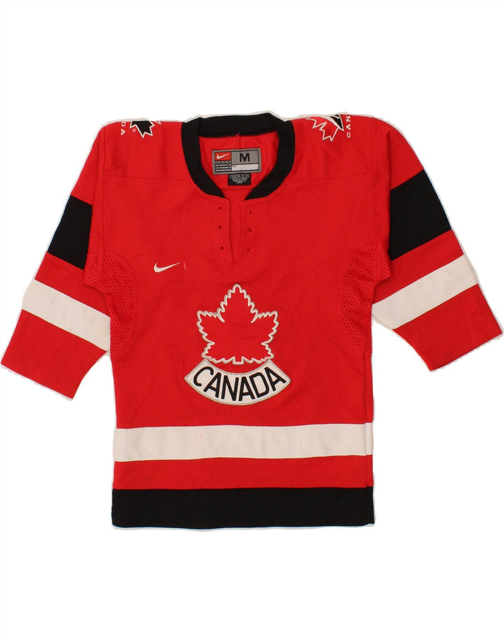 NIKE Boys Graphic Top 3/4 Sleeve 10-11 Years Medium  Red Striped Polyester Vintage Nike and Second-Hand Nike from Messina Hembry 