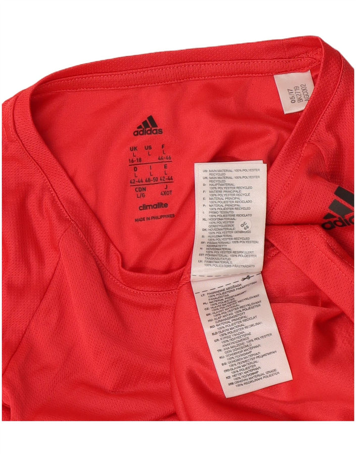Damska koszulka Adidas Climalite z długim rękawem, UK 16/18, duży, czerwony poliester