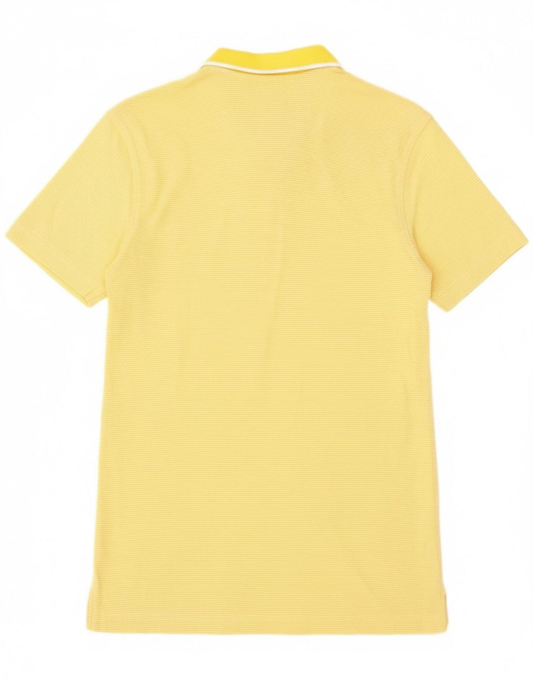 BENETTON Mens Polo Shirt Small Yellow Striped Cotton