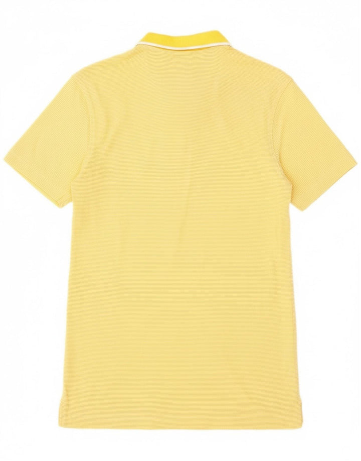 BENETTON Mens Polo Shirt Small Yellow Striped Cotton