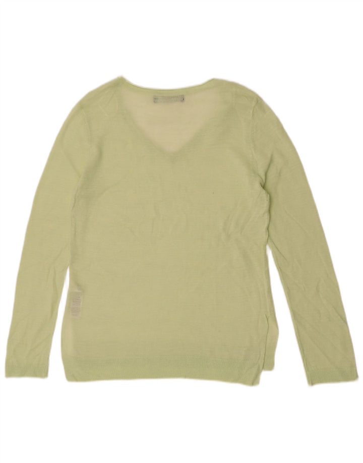 Marks & Spencer Damski sweter z przezroczystym dekoltem w kształcie litery V, UK 8, mały zielony