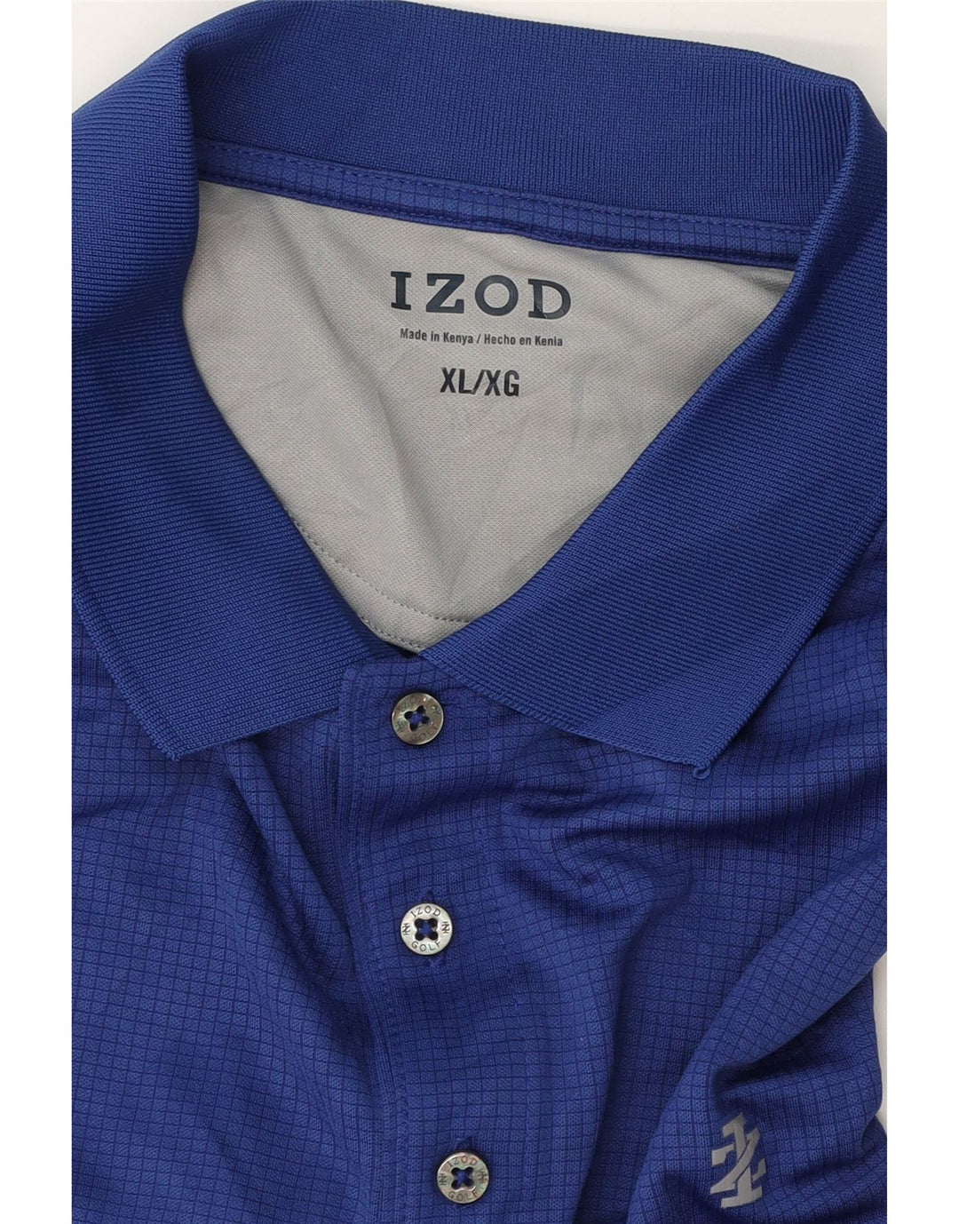 Męska koszulka polo Izod XL, niebieska kratka, poliester