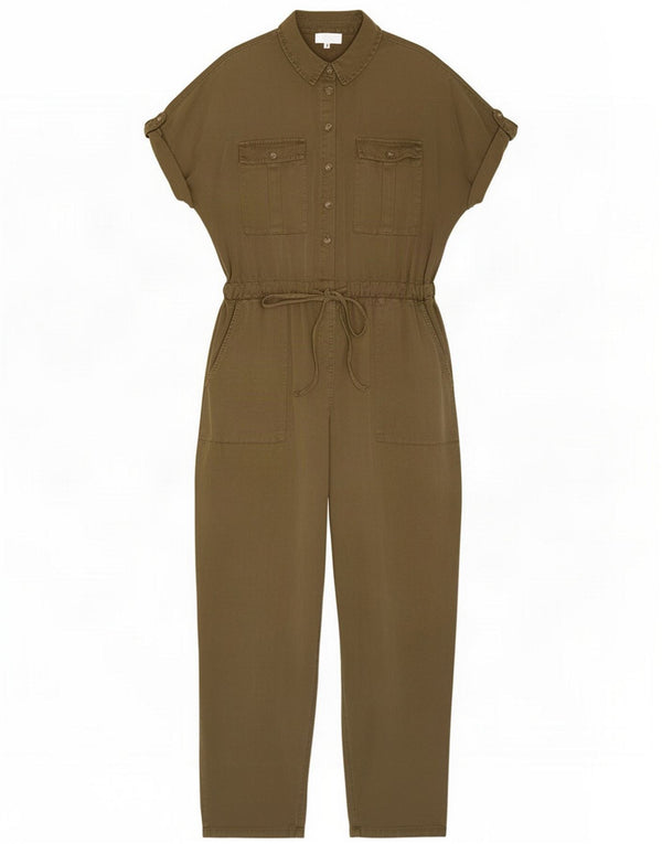 Apricot Womens Short Sleeve Jumpsuit UK 12 Medium Khaki