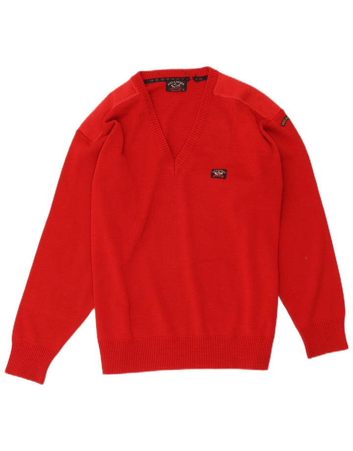 Męski sweter Paul & Shark z dekoltem w kształcie litery V, XL, czerwona wełna