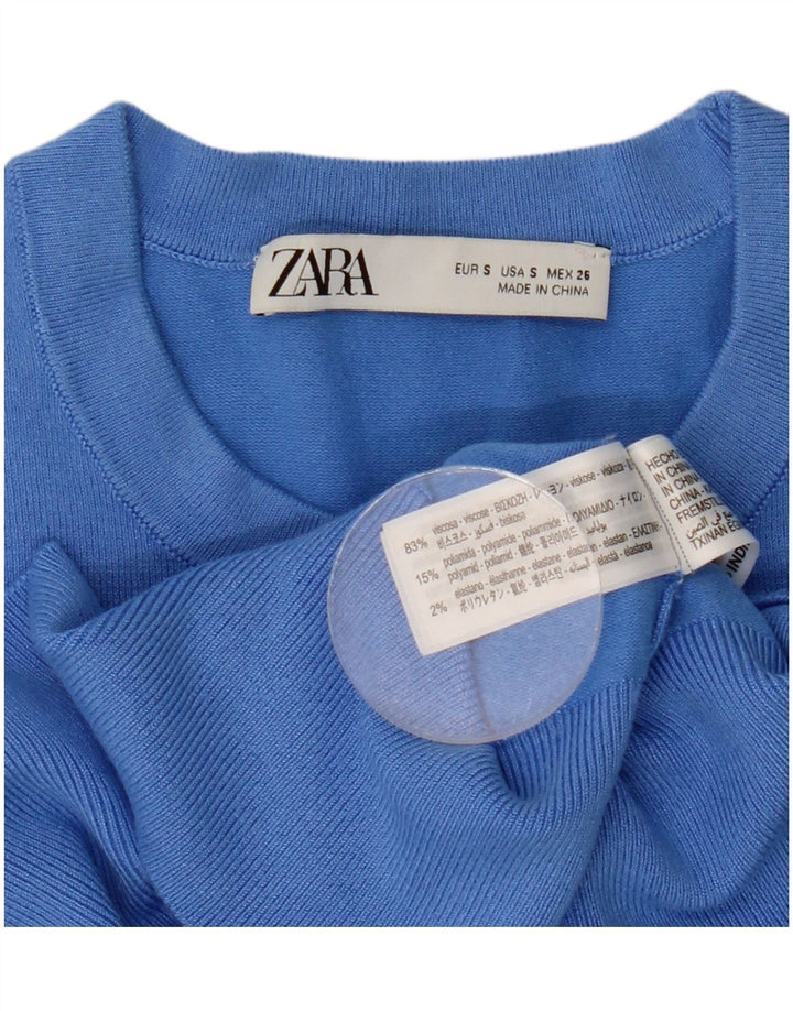 Sweter damski Zara z okrągłym dekoltem UK 10 Small Blue Viscose