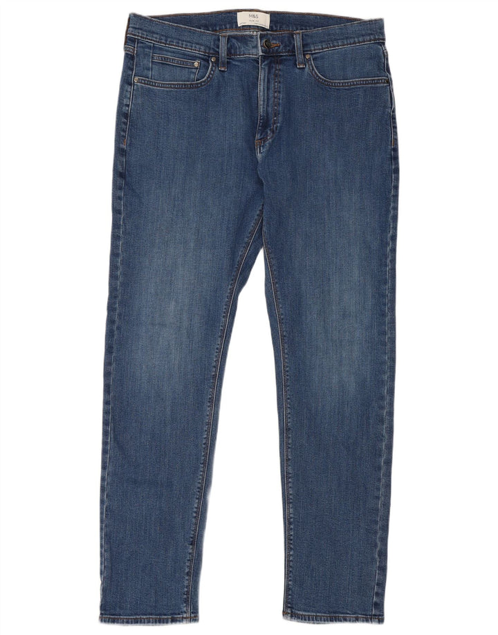 Marks & Spencer Męskie jeansy slim W34 L31 Niebieskie bawełniane
