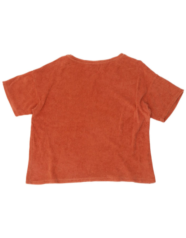 Aksamitny t-shirt damski Zara Top UK 14 średni pomarańczowy