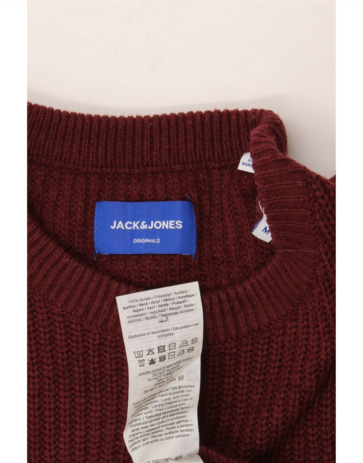 Męski sweter Jack & Jones z okrągłym dekoltem, średni bordowy akryl