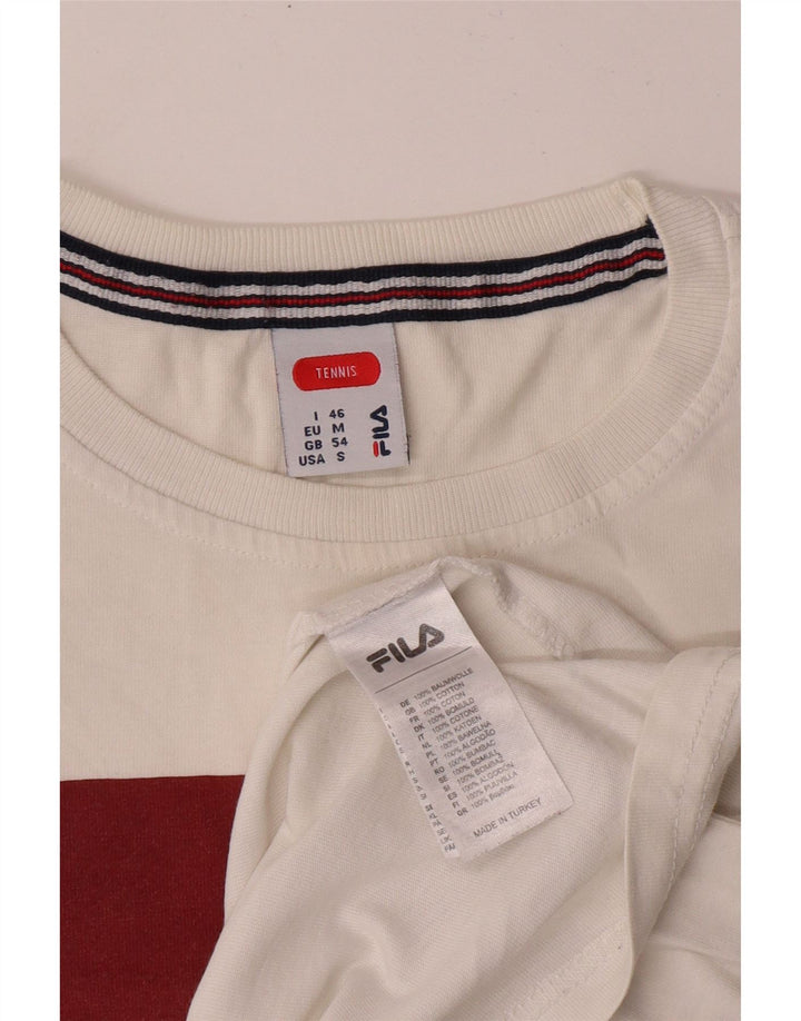 Męska koszulka tenisowa FILA z grafiką Top IT 46 Small White Cotton Sports