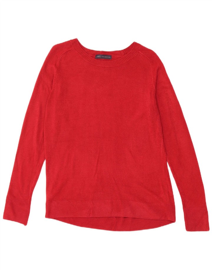 Marks & Spencer Damski sweter z dekoltem w łódkę, UK 14, średni czerwony akryl