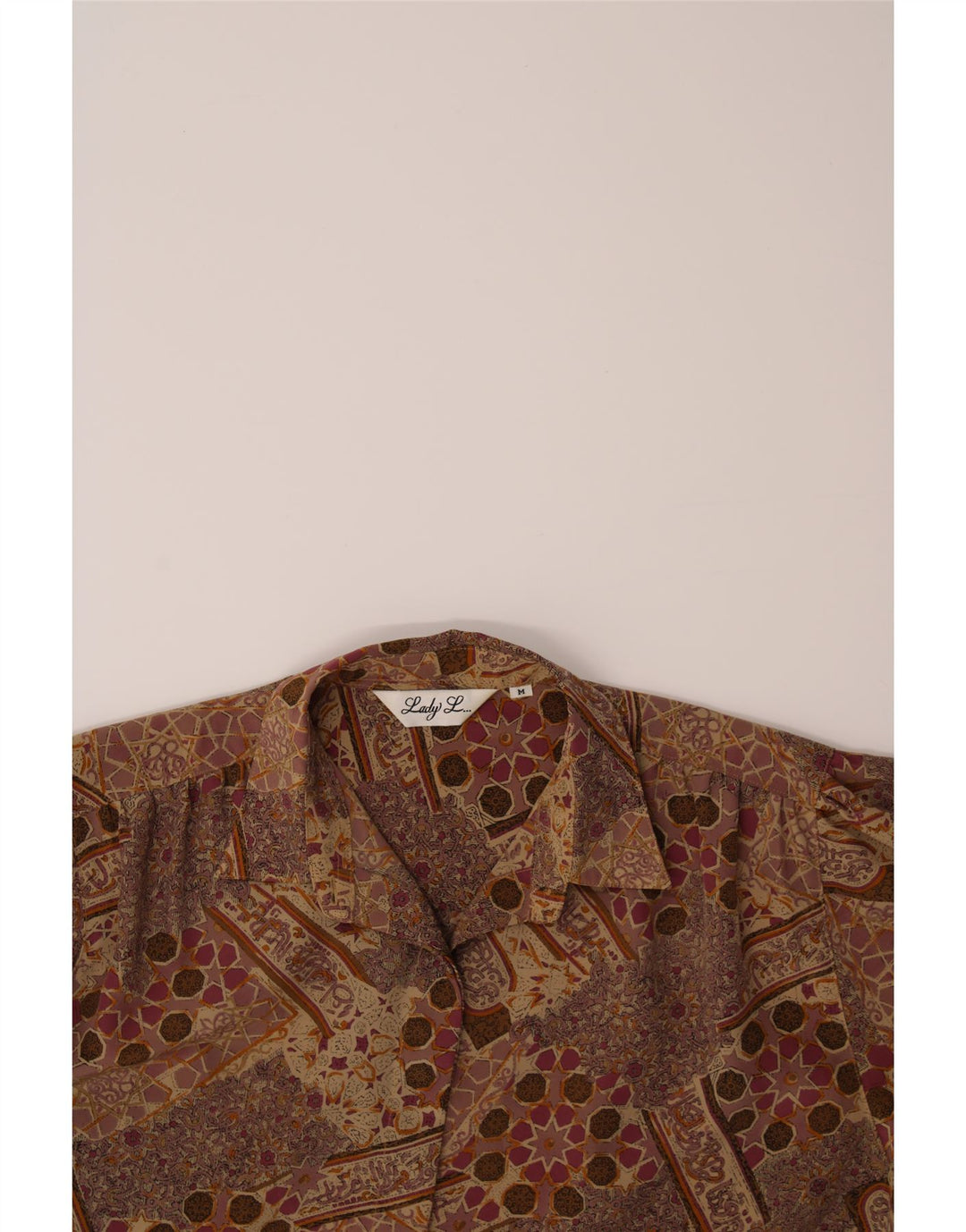 VINTAGE Womens Abstract Pattern Oversized Shirt Blouse UK 14 Medium Brown Vintage Vintage and Second-Hand Vintage from Messina Hembry 