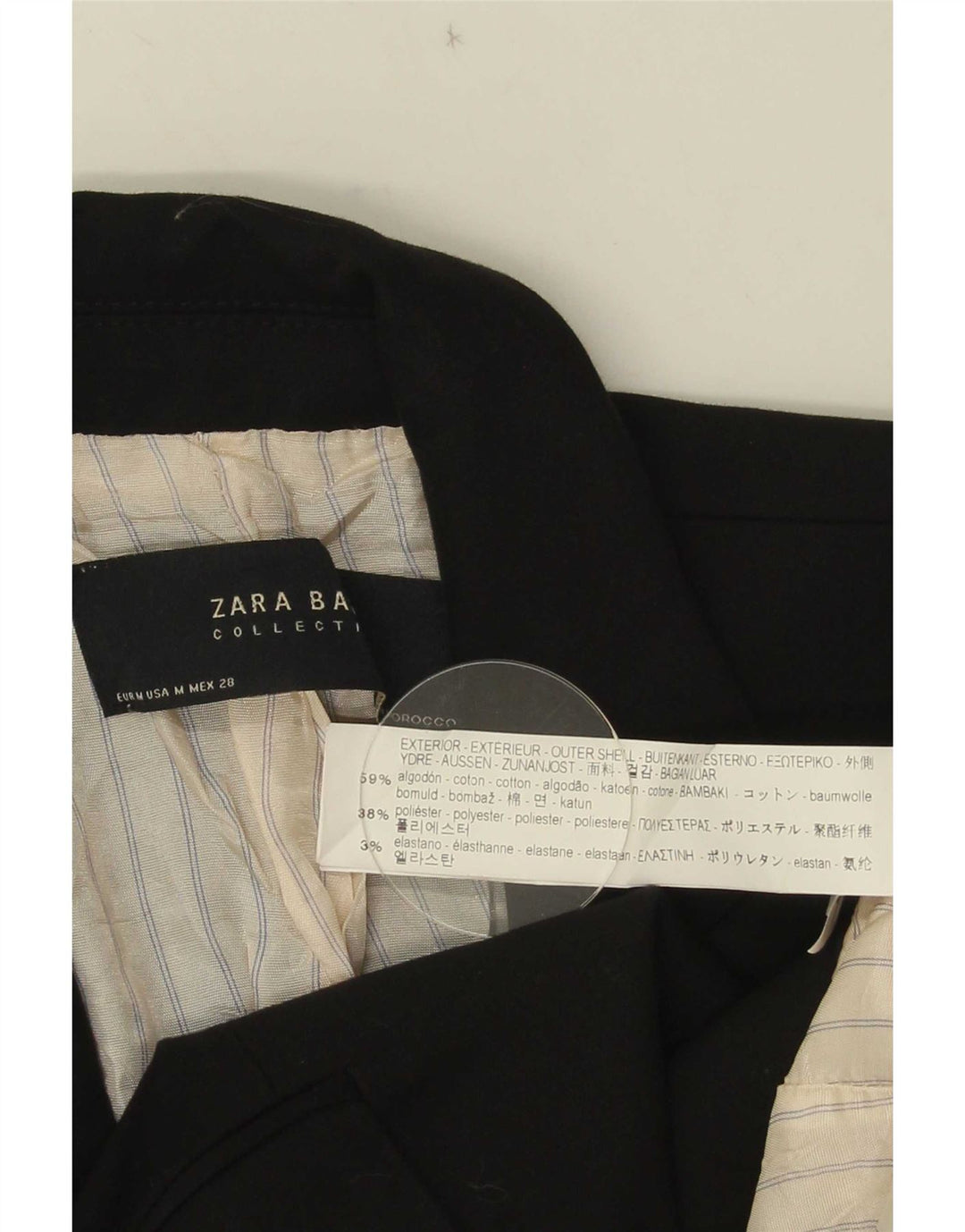Damska marynarka Zara zapinana na 1 guzik UK 12, średnia czarna bawełna