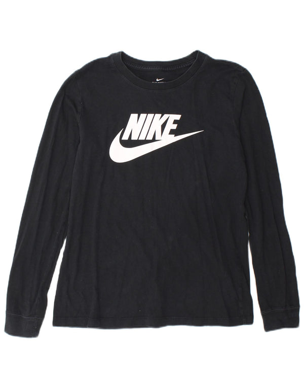 Damska koszulka graficzna Nike z długim rękawem, UK 10, mała, czarna bawełna
