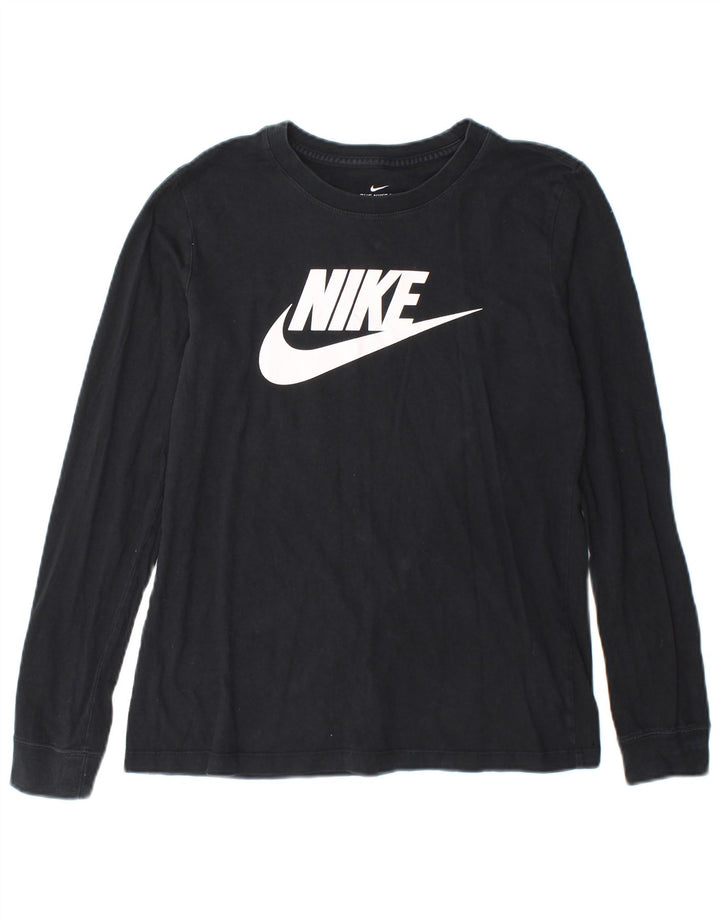 Damska koszulka graficzna Nike z długim rękawem, UK 10, mała, czarna bawełna