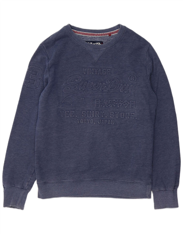Męski sweter z grafiką Superdry XL, bawełniany w niebieskie plamki