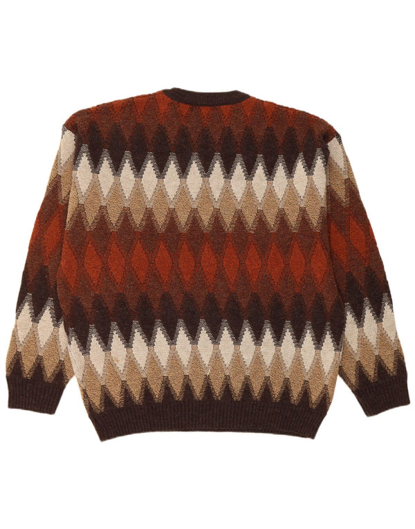 Sweter chłopięcy w stylu vintage z okrągłym dekoltem, 13-14 lat, brązowy Argyle/Diament