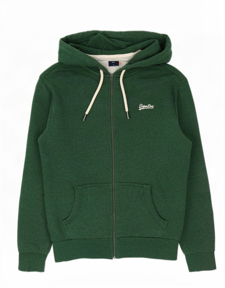 Męski sweter z kapturem i zamkiem Superdry, średniozielony, bawełniany