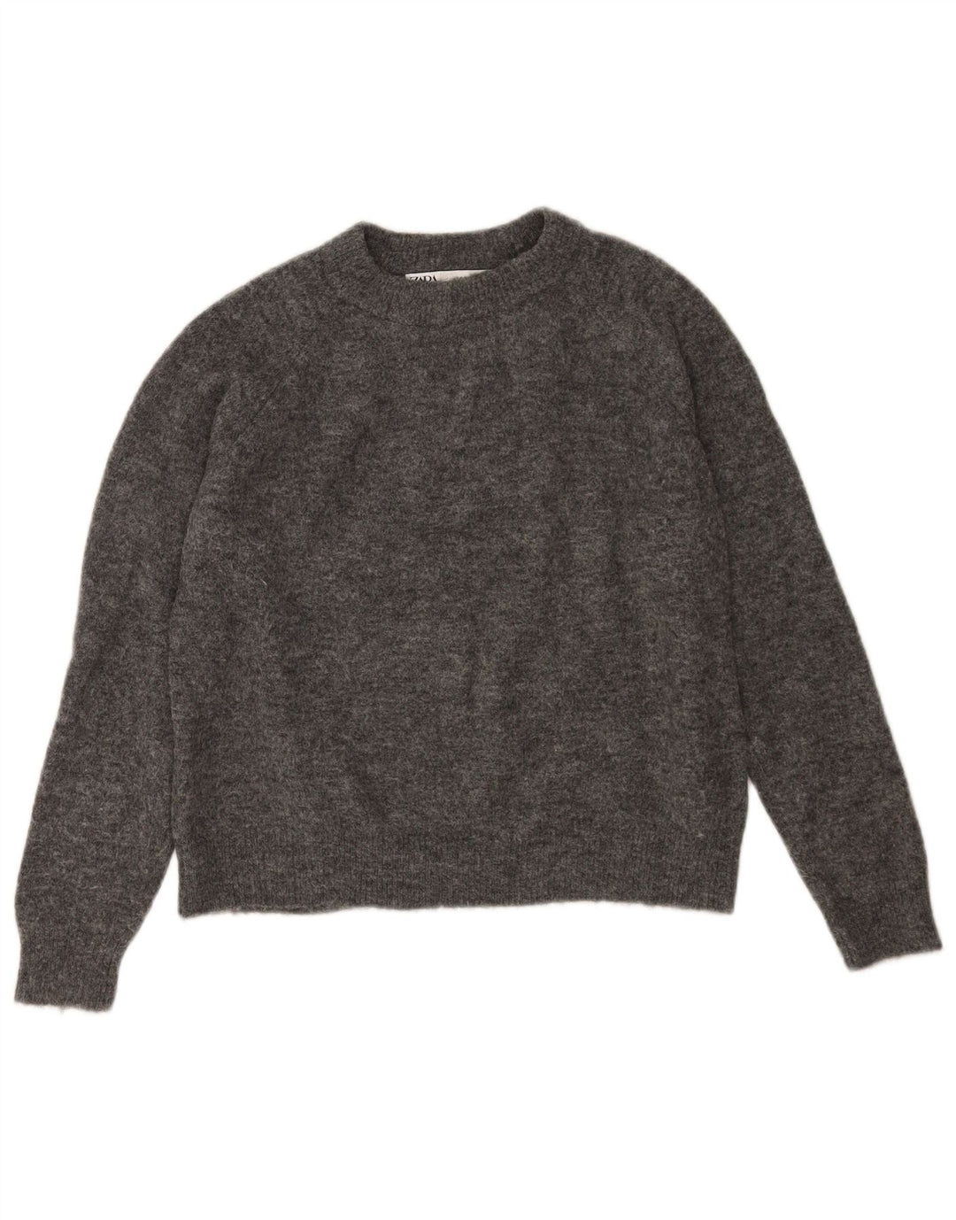 Damski sweter oversize z dekoltem w łódkę Zara UK 10, mały, szary nylon