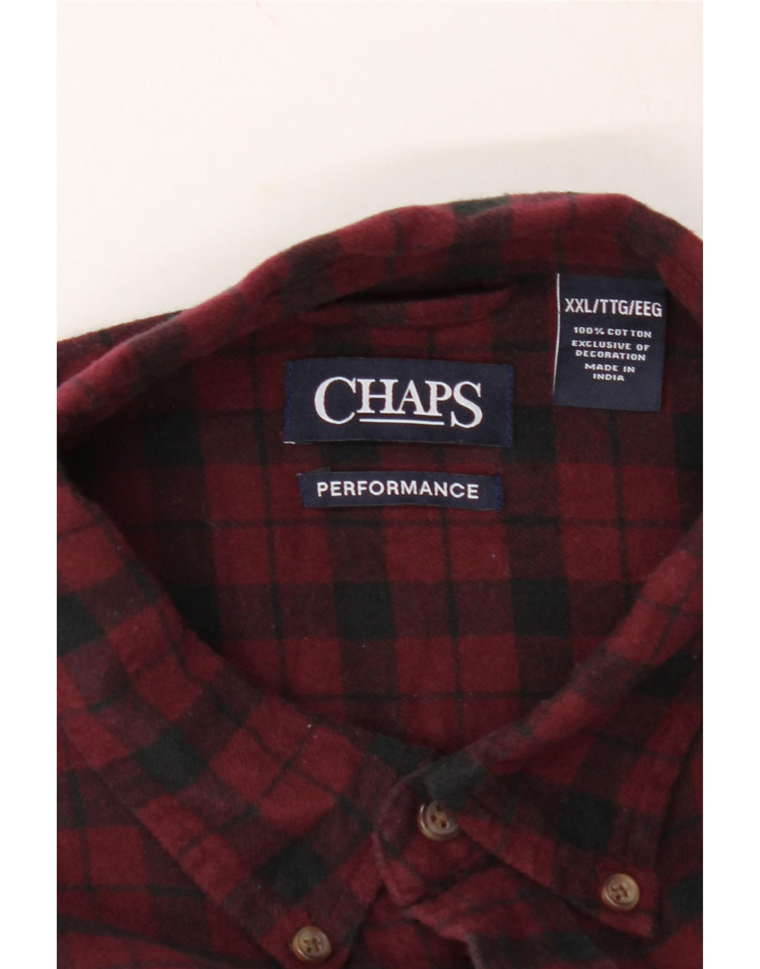 CHAPS Mens Flannel Shirt 2XL Burgundy Check Cotton Vintage Chaps and Second-Hand Chaps from Messina Hembry 
