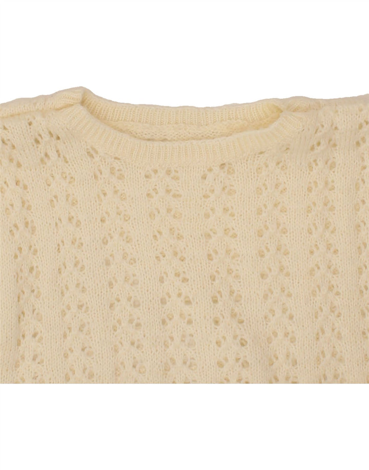 VINTAGE Womens Boat Neck Jumper Sweater UK 14 Medium Off White Vintage Vintage and Second-Hand Vintage from Messina Hembry 