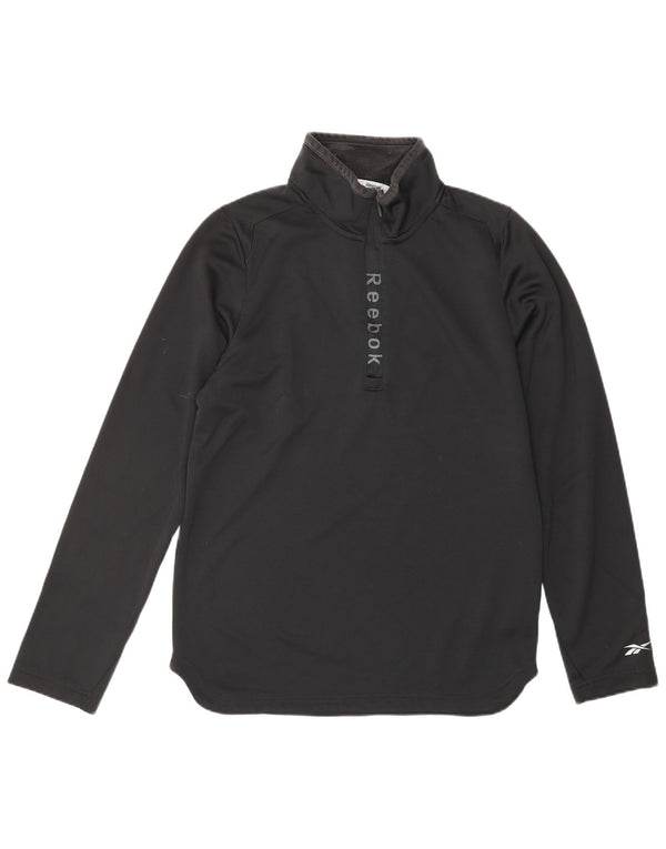 Męski dres REEBOK z grafiką i zamkiem błyskawicznym, mały, czarny poliester