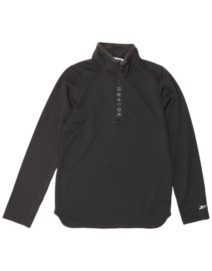 Męski dres REEBOK z grafiką i zamkiem błyskawicznym, mały, czarny poliester