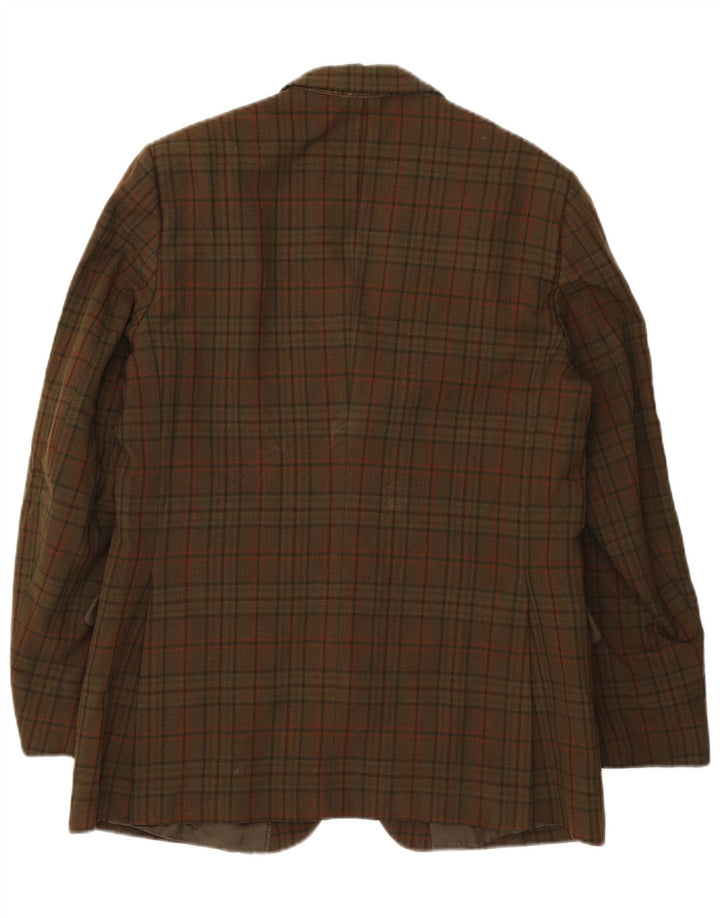 Męska marynarka zapinana na 2 guziki Centaur UK 38 Medium Khaki Wełna w kratkę