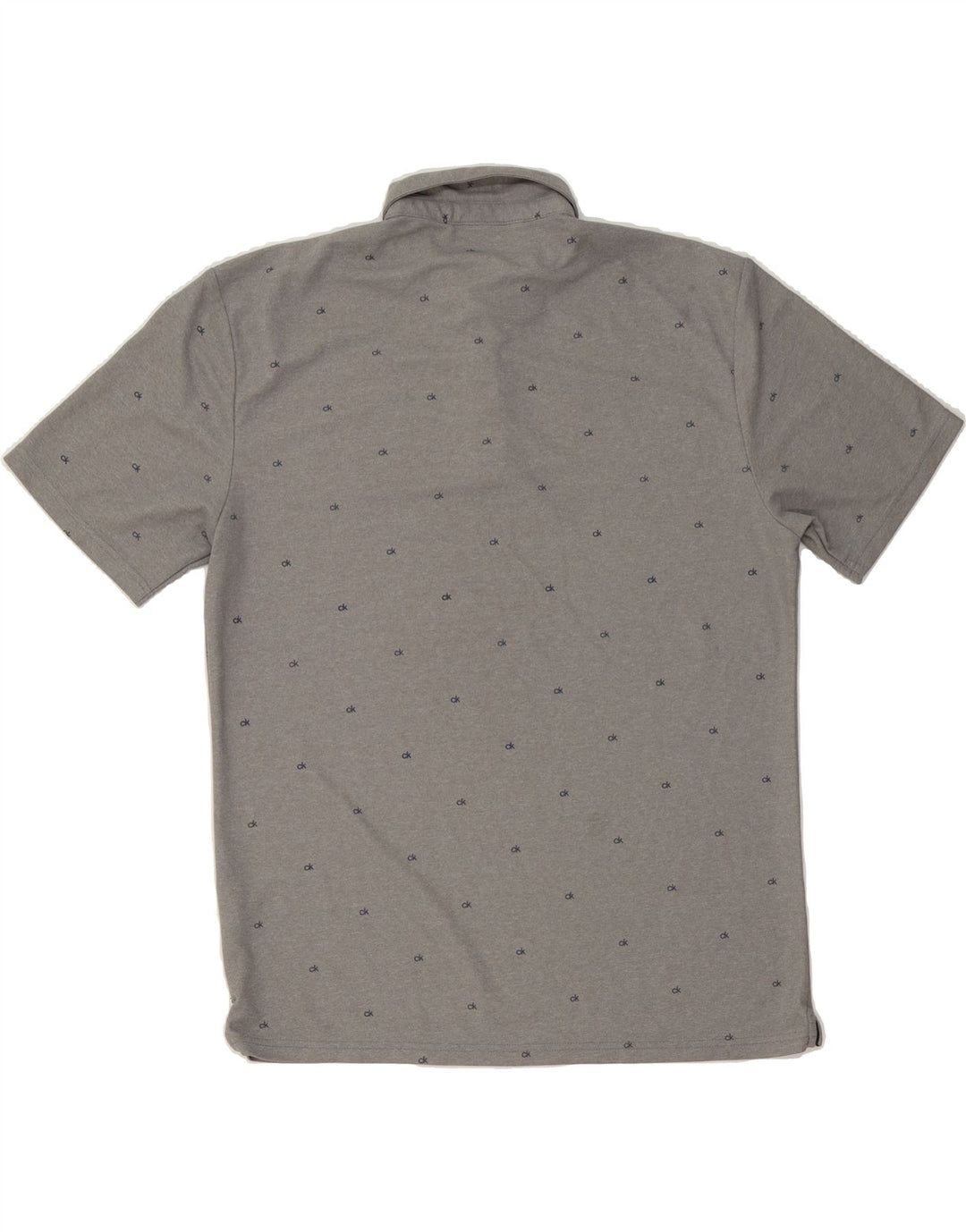 CALVIN KLEIN Mens Graphic Polo Shirt XL Grey Polyester Vintage Calvin Klein and Second-Hand Calvin Klein from Messina Hembry 