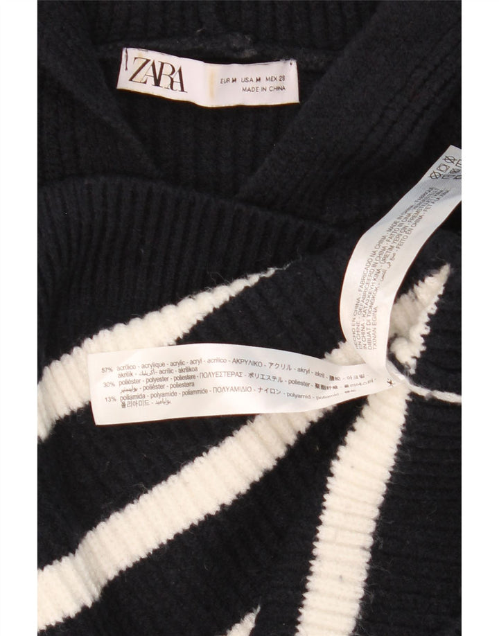 Damski sweter oversize z kapturem Zara UK 14, średnie czarne paski