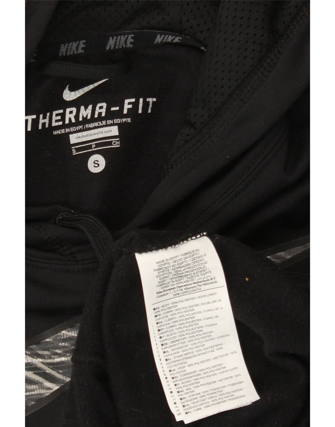 Męski sweter z kapturem NIKE Therma-Fit, mały, czarny, poliestrowy