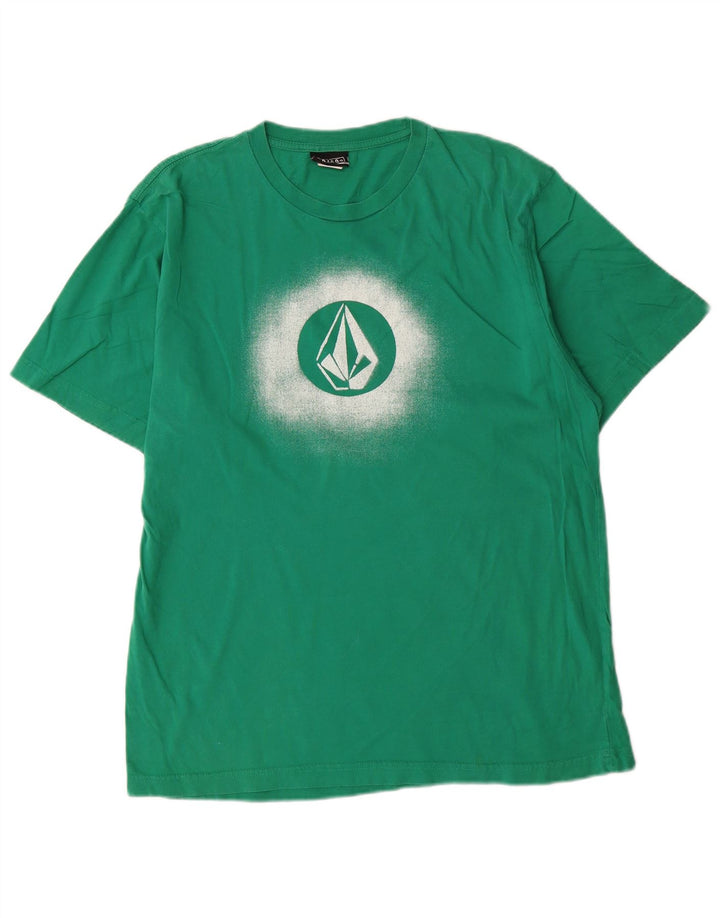 Męski T-shirt z grafiką Volcom, duży, zielony, bawełniany