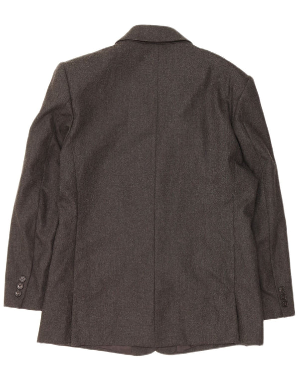 BENETTON Womens 2 Button Blazer Jacket IT 44 Medium Grey Virgin Wool