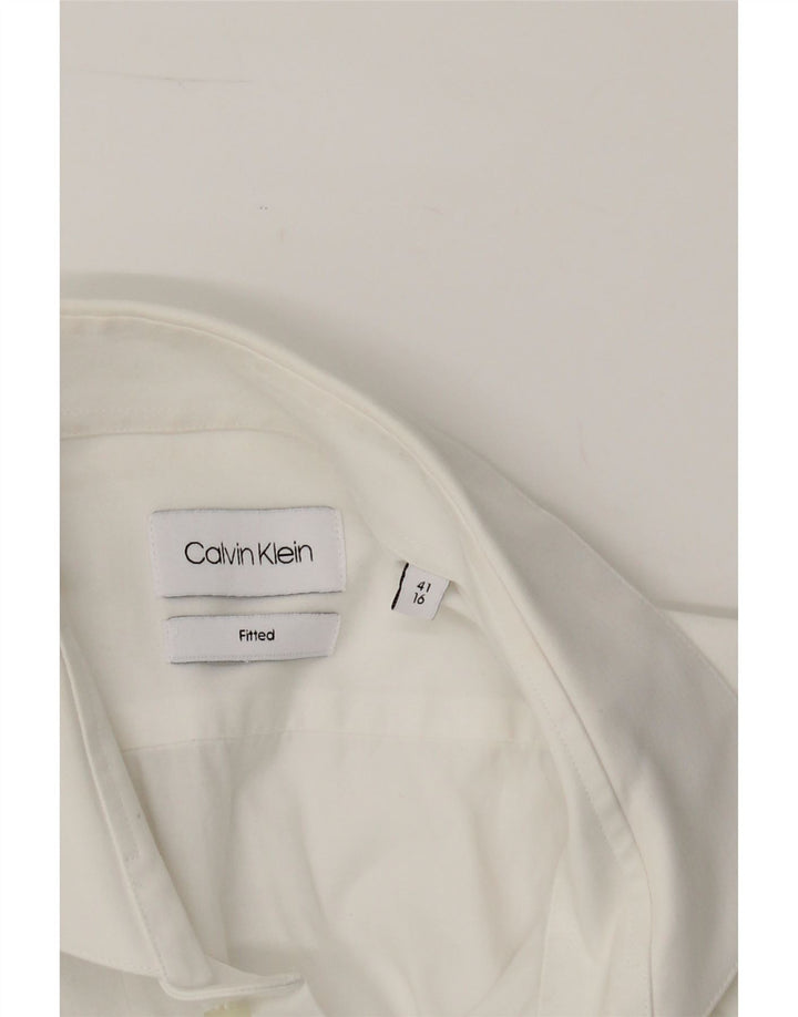 CALVIN KLEIN Mens Fitted Shirt Size 41 16 Large White Cotton Vintage Calvin Klein and Second-Hand Calvin Klein from Messina Hembry 