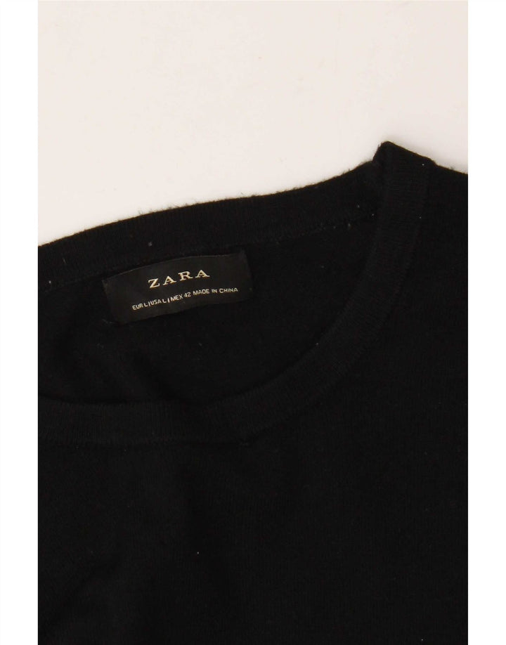 Męski sweter z okrągłym dekoltem Zara, duży, czarny