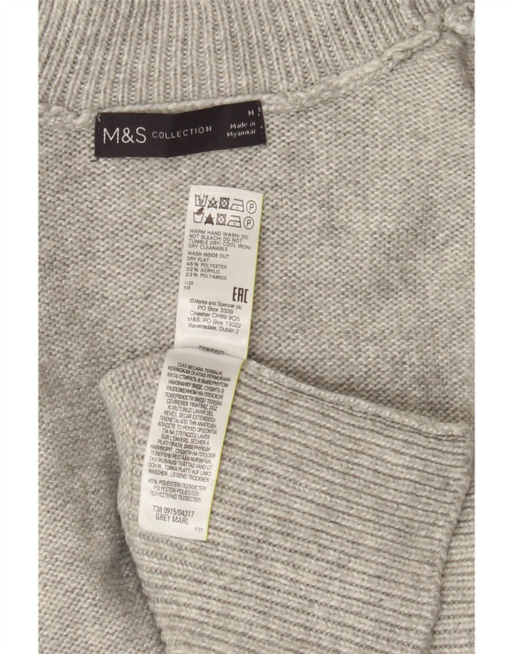 MARKS & SPENCER Womens Turtle Neck Jumper Sweater UK 14 Medium Grey Vintage Marks & Spencer and Second-Hand Marks & Spencer from Messina Hembry 