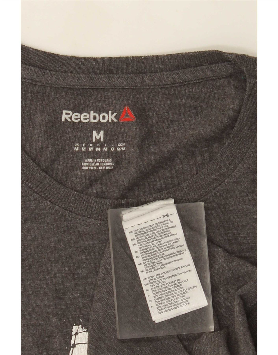 Męska koszulka z grafiką Reebok Top, średnioszary, poliester