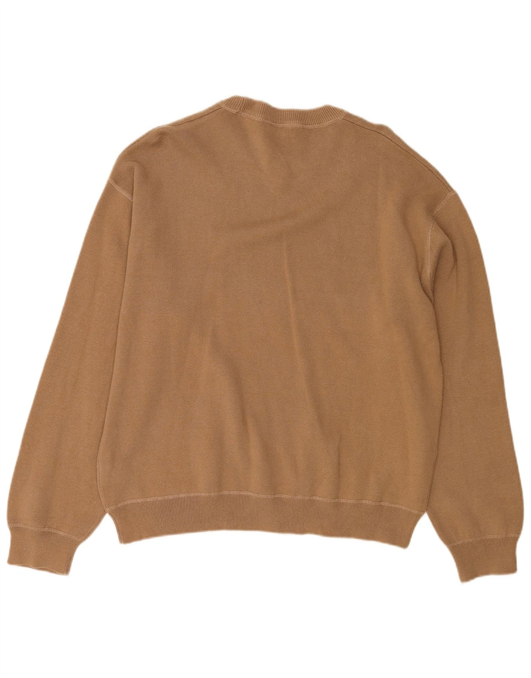 Męski sweter z okrągłym dekoltem Zara Średni brązowy bawełniany