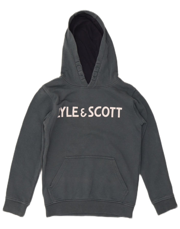 Chłopięcy sweter z kapturem i grafiką Lyle & Scott 8-9 lat, szara bawełna