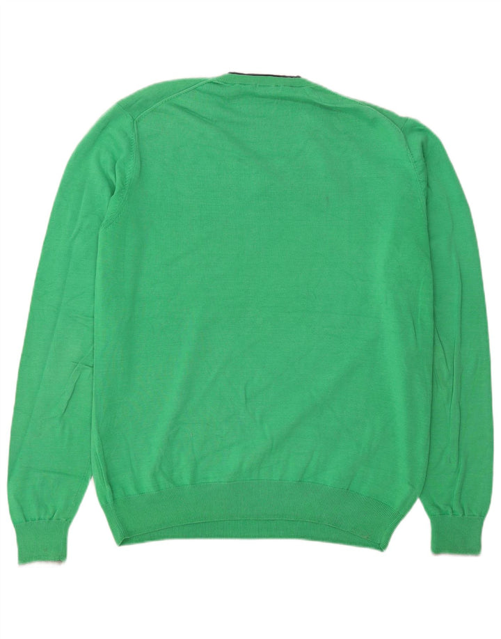 Męski sweter Sun68 z dekoltem w kształcie litery V, XL, zielona bawełna