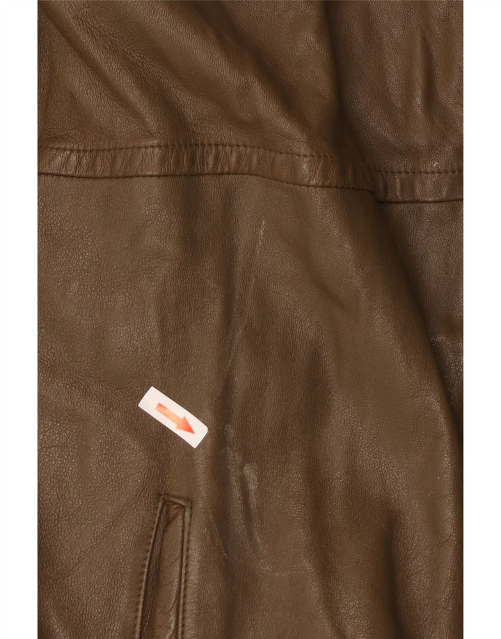 Vintage męska kurtka skórzana UK 40 duża skóra khaki