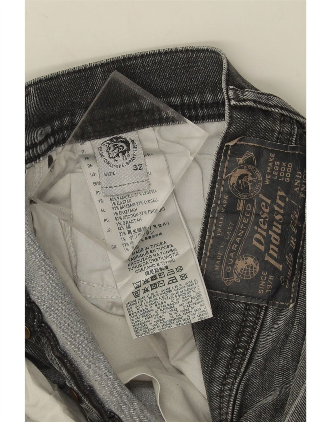 Męskie jeansy Diesel Slim W32 L32 Szara bawełna