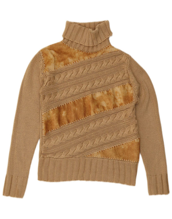 Vintage damski sweter z golfem UK 12 w kolorze średniego brązu
